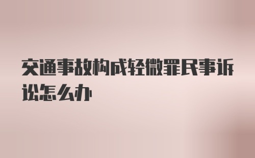 交通事故构成轻微罪民事诉讼怎么办