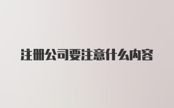 注册公司要注意什么内容