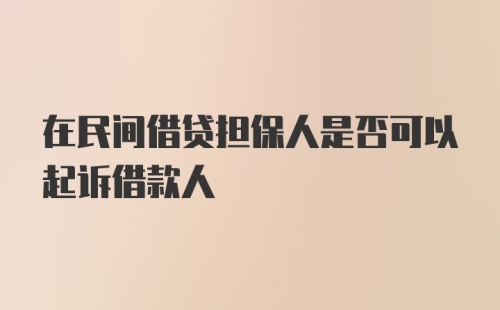 在民间借贷担保人是否可以起诉借款人