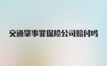 交通肇事罪保险公司赔付吗