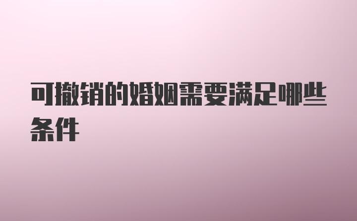 可撤销的婚姻需要满足哪些条件