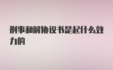 刑事和解协议书是起什么效力的