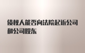 债权人能否向法院起诉公司和公司股东