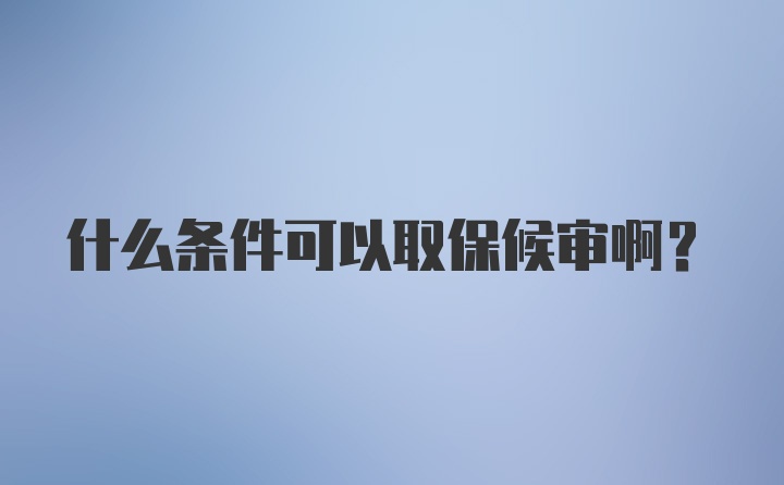 什么条件可以取保候审啊？