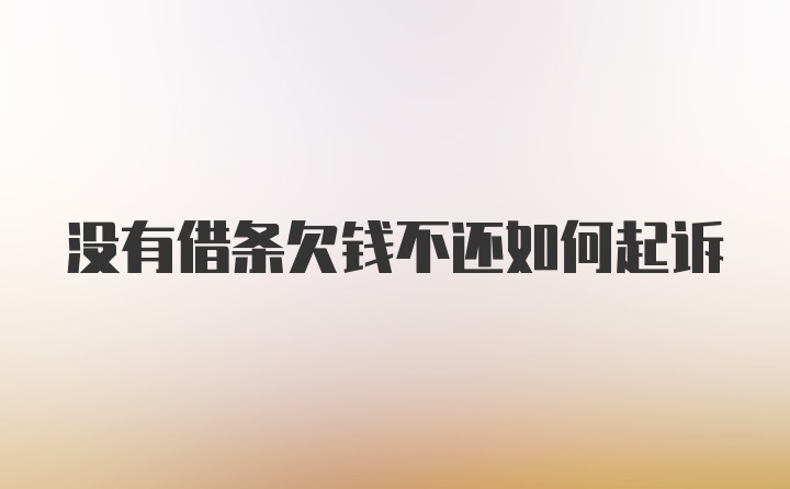 没有借条欠钱不还如何起诉