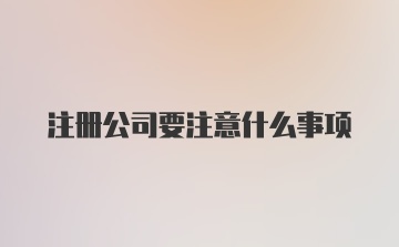 注册公司要注意什么事项