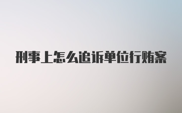 刑事上怎么追诉单位行贿案