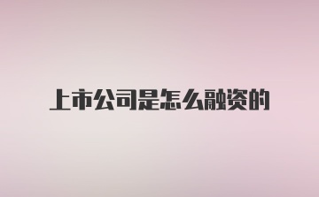 上市公司是怎么融资的