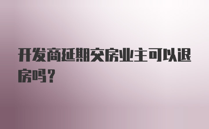 开发商延期交房业主可以退房吗？