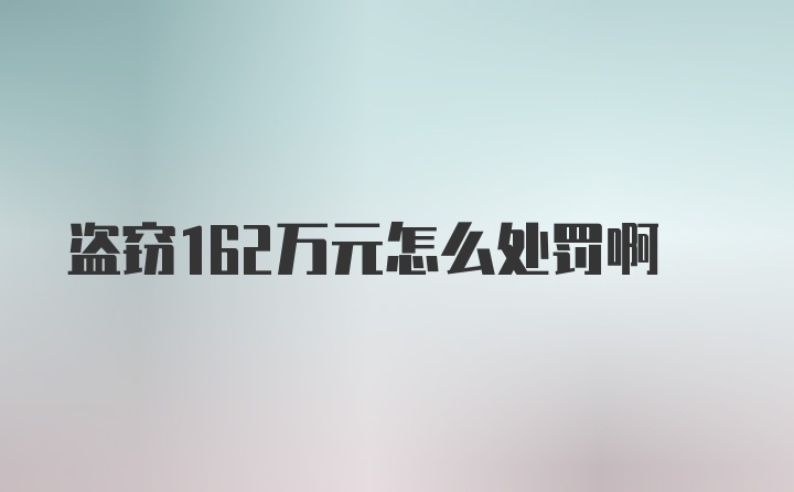 盗窃162万元怎么处罚啊