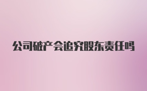 公司破产会追究股东责任吗