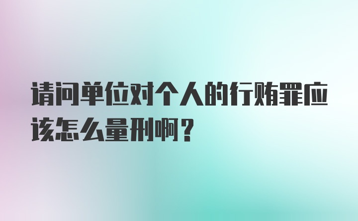 请问单位对个人的行贿罪应该怎么量刑啊？