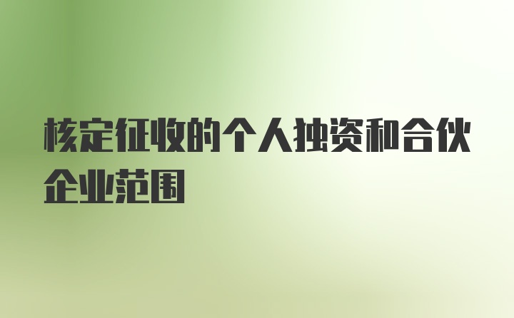 核定征收的个人独资和合伙企业范围