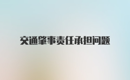 交通肇事责任承担问题