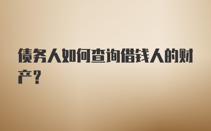 债务人如何查询借钱人的财产？