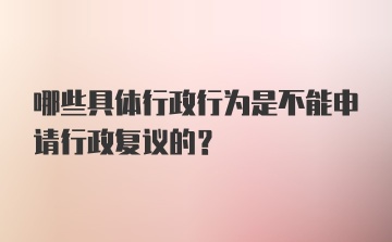 哪些具体行政行为是不能申请行政复议的？