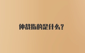 仲裁指的是什么？