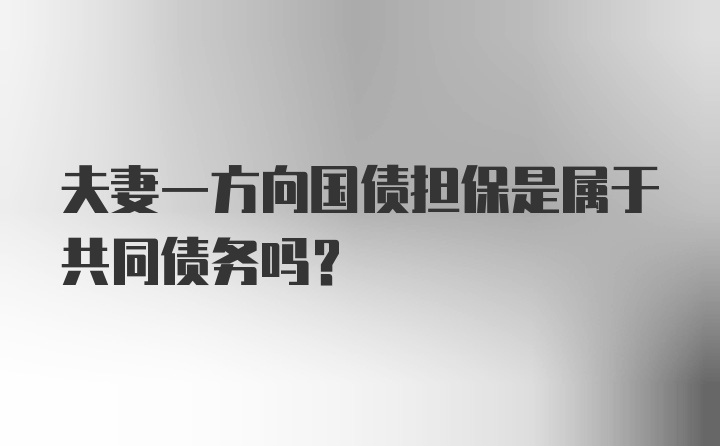 夫妻一方向国债担保是属于共同债务吗?