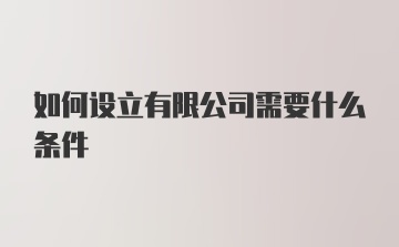 如何设立有限公司需要什么条件