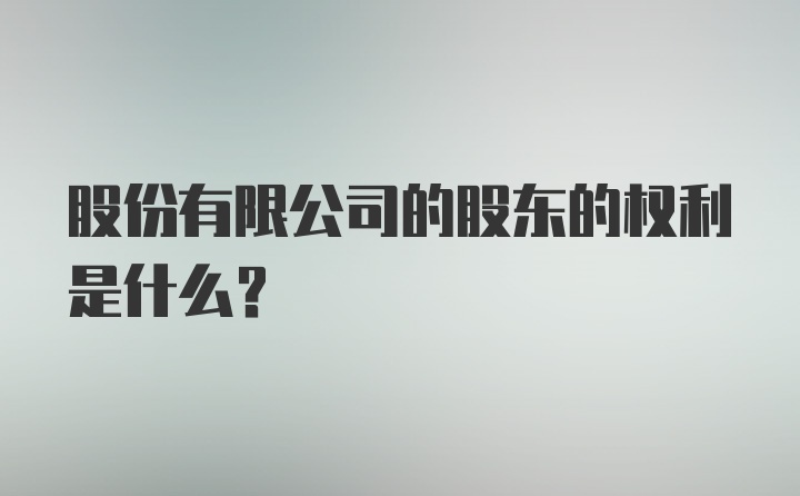 股份有限公司的股东的权利是什么？