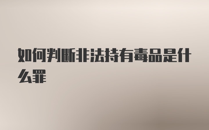 如何判断非法持有毒品是什么罪