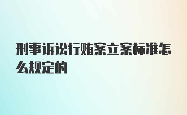 刑事诉讼行贿案立案标准怎么规定的