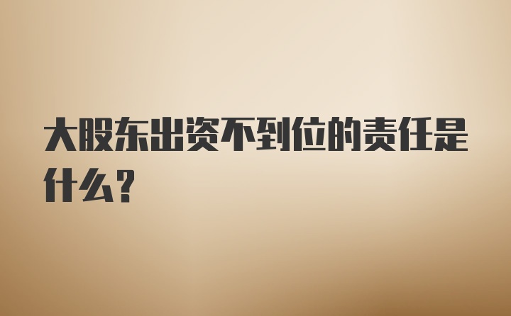 大股东出资不到位的责任是什么？