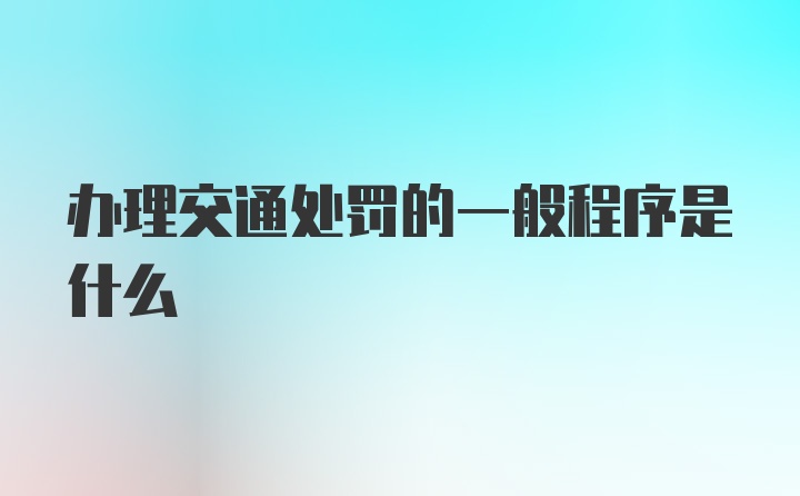 办理交通处罚的一般程序是什么