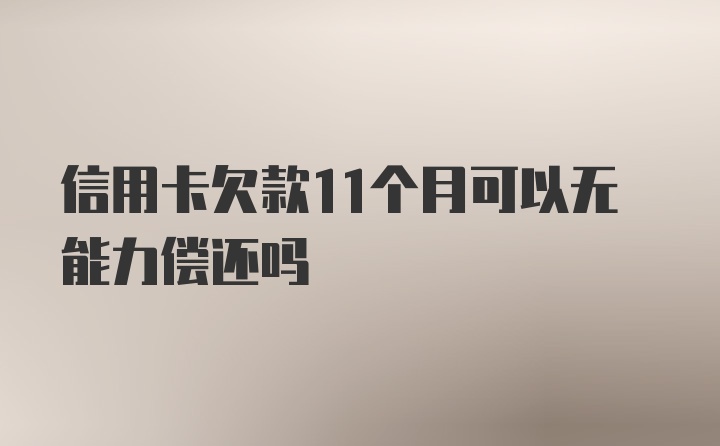 信用卡欠款11个月可以无能力偿还吗