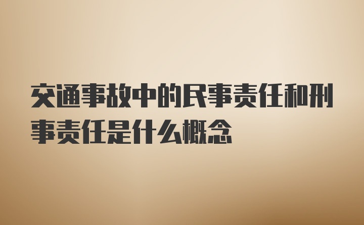 交通事故中的民事责任和刑事责任是什么概念