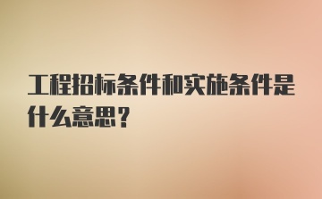 工程招标条件和实施条件是什么意思？