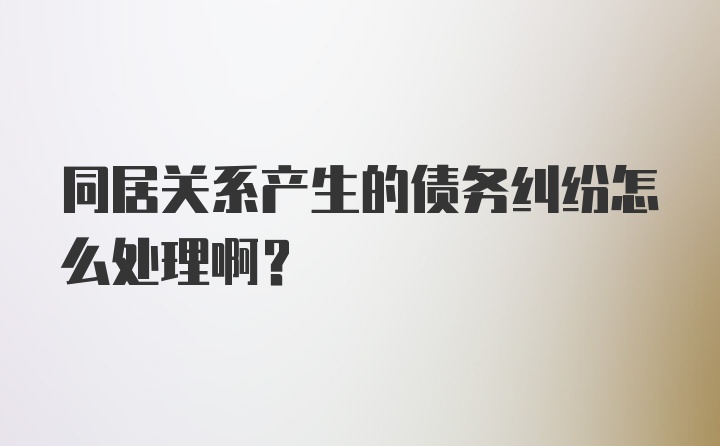 同居关系产生的债务纠纷怎么处理啊？