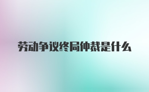 劳动争议终局仲裁是什么