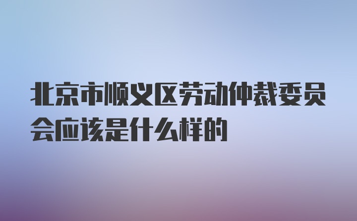 北京市顺义区劳动仲裁委员会应该是什么样的