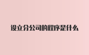 设立分公司的程序是什么