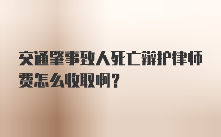 交通肇事致人死亡辩护律师费怎么收取啊？