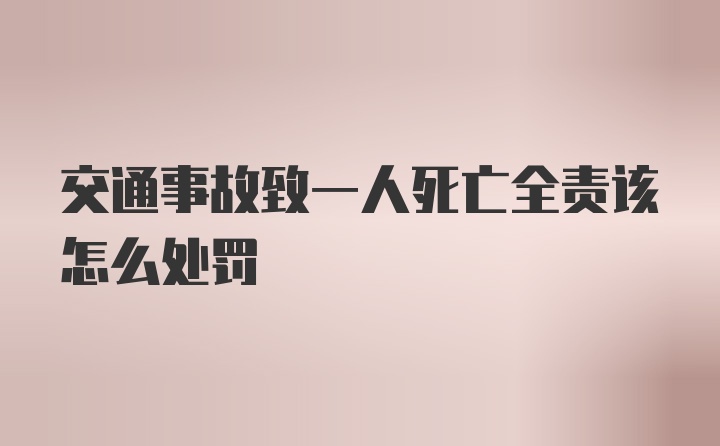 交通事故致一人死亡全责该怎么处罚