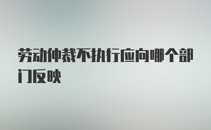 劳动仲裁不执行应向哪个部门反映