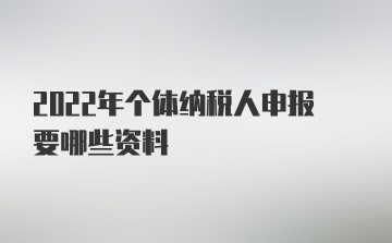 2022年个体纳税人申报要哪些资料