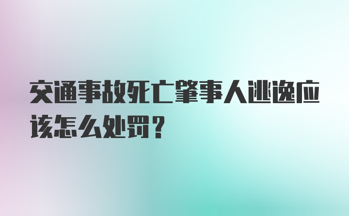 交通事故死亡肇事人逃逸应该怎么处罚？