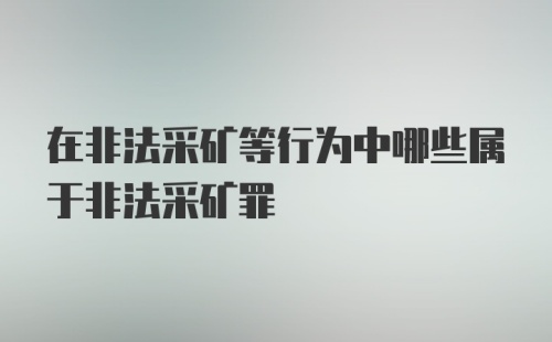 在非法采矿等行为中哪些属于非法采矿罪