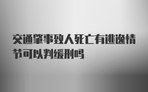 交通肇事致人死亡有逃逸情节可以判缓刑吗