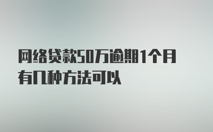 网络贷款50万逾期1个月有几种方法可以