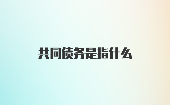 共同债务是指什么