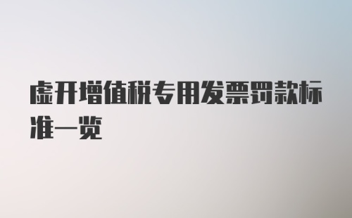 虚开增值税专用发票罚款标准一览