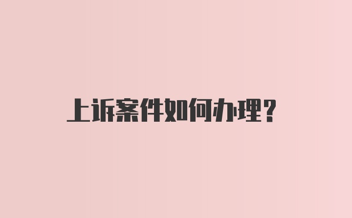 上诉案件如何办理？