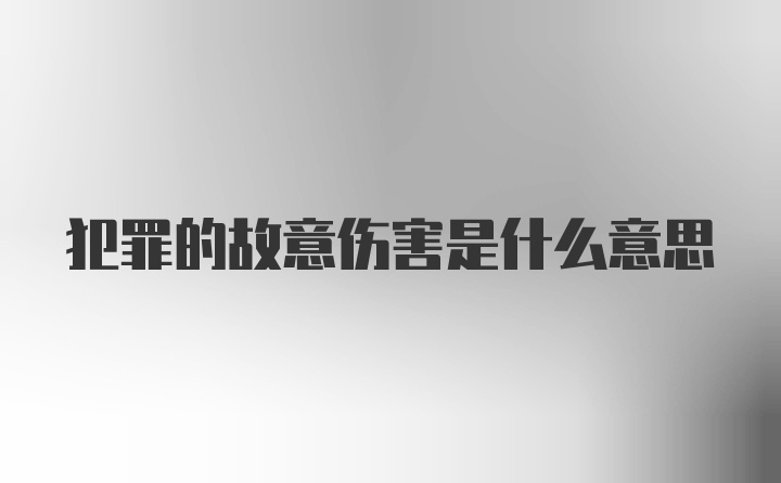 犯罪的故意伤害是什么意思