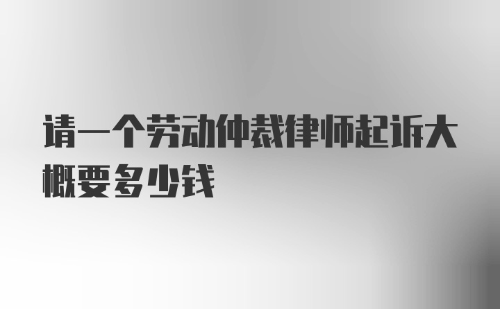 请一个劳动仲裁律师起诉大概要多少钱