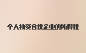 个人独资合伙企业的所得税