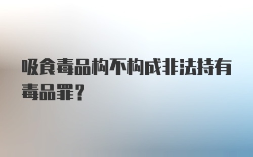 吸食毒品构不构成非法持有毒品罪?